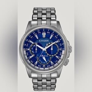 Men’s Citizen Eco-Drive Calendrier Watch with Blue Dial